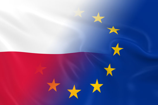 Polish and European Relations Concept Image - Flags of Poland an