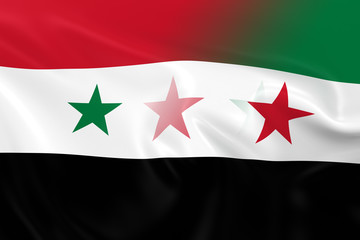 Syrian Crisis Concept Image - Flags of the Syrian Government and Syrian Opposition Fading Together