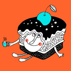 Nice comic cartoon character of cake