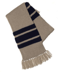 Knitted woolen scarf.