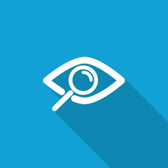 Obraz premium Flat Observe icon with long shadow on blue backround