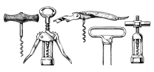 Fotobehang Vector illustration set of corkscrews © Oleksandr Babich