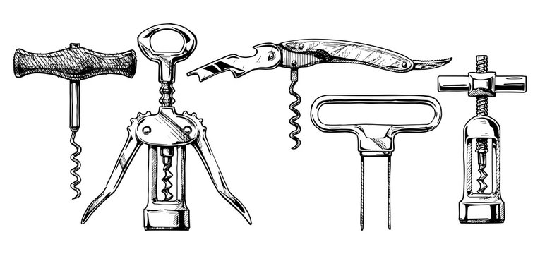 Fototapeta Vector illustration set of corkscrews