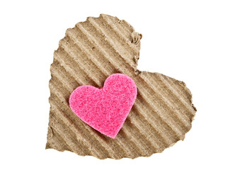 Corrugated cardboard in the shape of heart
