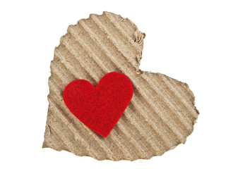Corrugated cardboard in the shape of heart