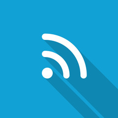 Flat Rss icon with long shadow on blue backround
