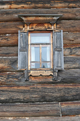 wooden window in wooden house