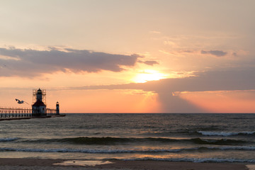 Fototapeta premium lake michigan sunset