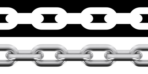 Seamless Tileable Steel Chain Isolated on White with Alpha/Selection Mask