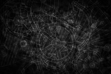 Abstract industrial, technology background. Gears outlines