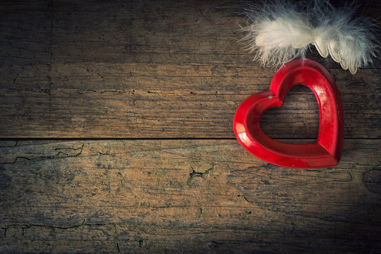 Valentine heart with white feather