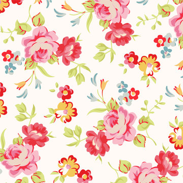  Beautiful floral seamless pattern with red roses