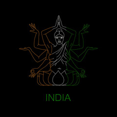 Goddess Kali colors of the Indian flag