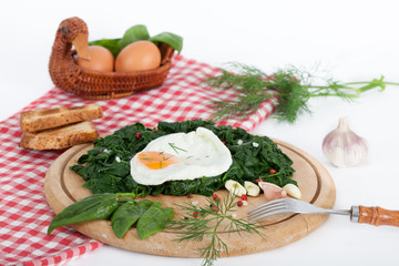 Baked egg with braised spinach
