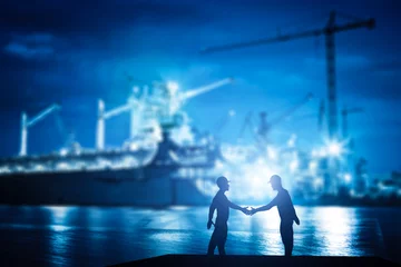 Foto op Plexiglas Business handshake in shipyard, shipbuilding company © Photocreo Bednarek