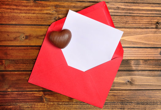 Red envelope with white paper