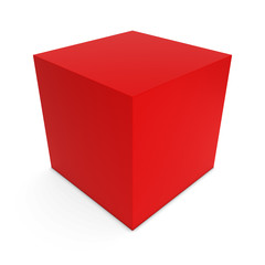 Blank Red Cube Isolated on White Background