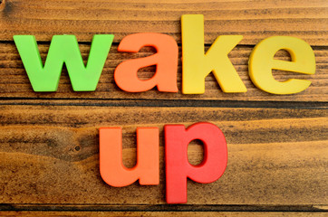 Fototapeta premium Wake up word