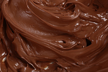 Background of thick melted milk chocolate, close-up