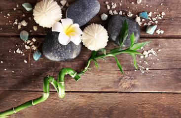 Beautiful spa concept on wooden background