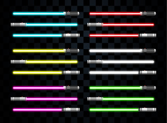 set of multicolored fantastic laser swords