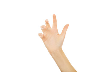 Scratching woman hand with five fingers
