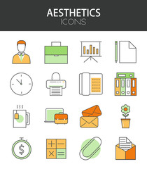 Vector modern thin line flat design of icons set.
