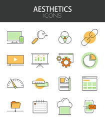 Vector modern thin line flat design of icons set.