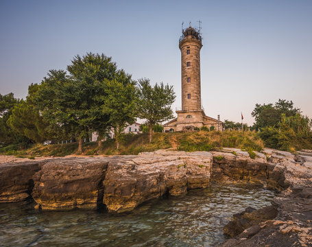 Savudija Lighthouse on the Coast, the Most Western Point of the Balkans Peninsula and the Oldest Lighthouse in Croatia (Built 1818)