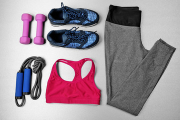 Set for sports on gray background