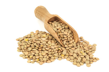 isolated raw lentils