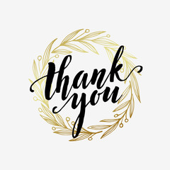 Obraz premium Thank you golden lettering design. Vector illustration