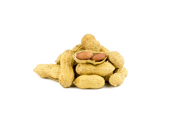 Fototapeta na wymiar Dried peanuts in isolated on white