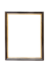 Dark wooden picture frame on white backround