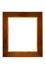 Dark wooden picture frame on white backround