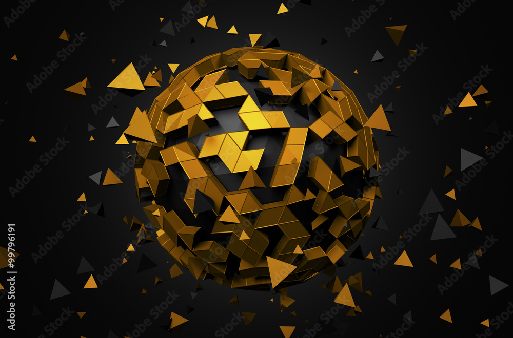 Poster rendering of sphere with chaotic particles.