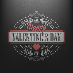 Typography Postcard Happy Valentine Day on a chalkboard. Vector illustration