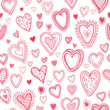 Seamless pattern with valentine hearts. Vector illustration