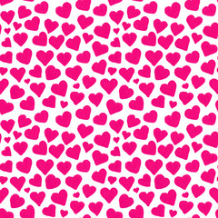 Watercolor pink hearts Saint Valentine's Day seamless pattern