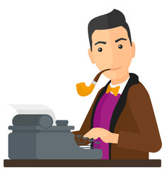 Reporter working at typewriter.