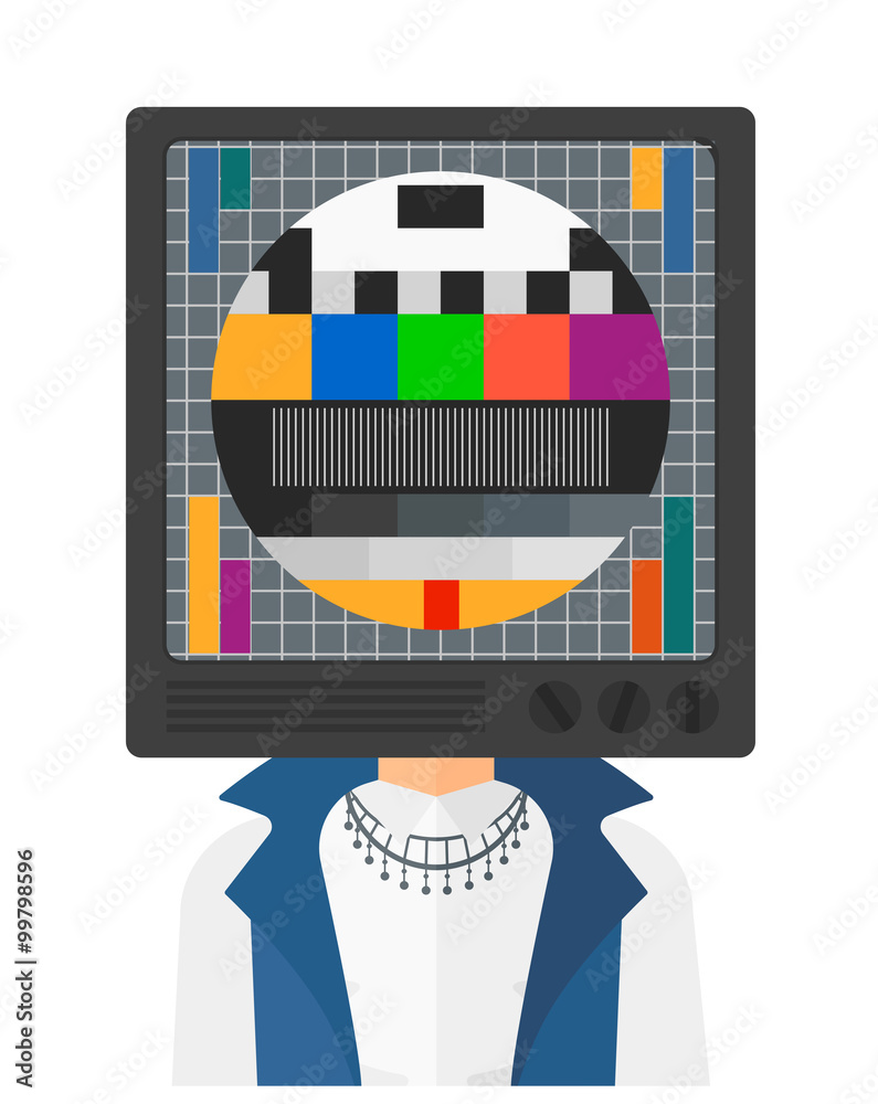 Poster woman with tv head.