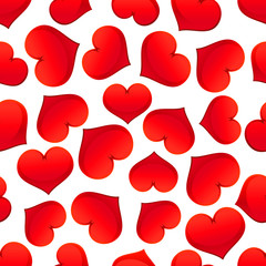 Red hearts pattern on white background