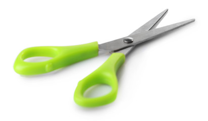 Green scissors isolated on white background
