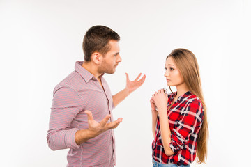 Young hipster couple quarrels