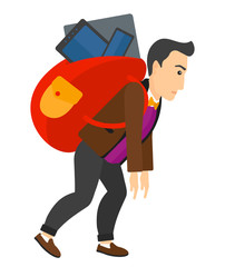 Man with backpack full of devices