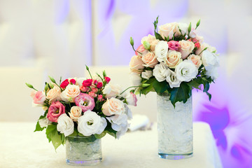 Table set for wedding or another catered event dinner.