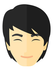 Pleased man with his eyes closed.