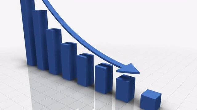 Falling Bar Graph in LIGHT BLUE With Arrow