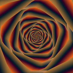 Tunnel Spiral in Orange Blue and Violet / An abstract fractal image with a spiral tunnel design in blue, orange and violet.