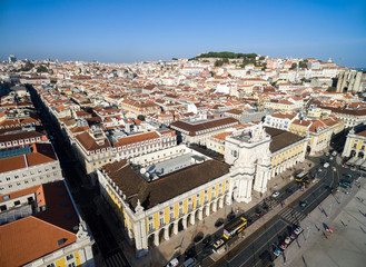 Top View of Augusta Arch in Lisbon, Portugal